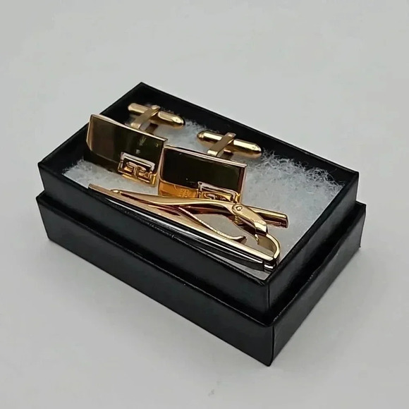 Givenchy Gold Tone Cufflinks and Tie Bar Set - Picture 4 of 4
